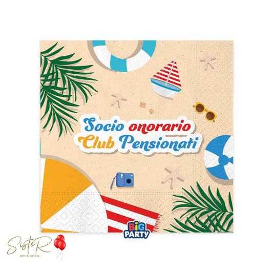 Tovaglioli “Socio Onorario Club Pensionati” – 16 pezzi 33×33 cm