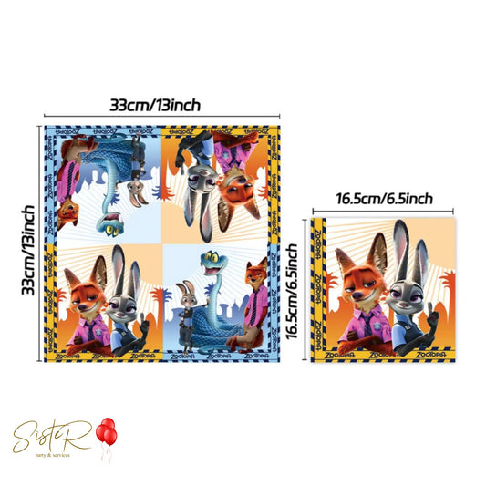 Tovaglioli Zootropolis - 33x33 cm, 20 pz